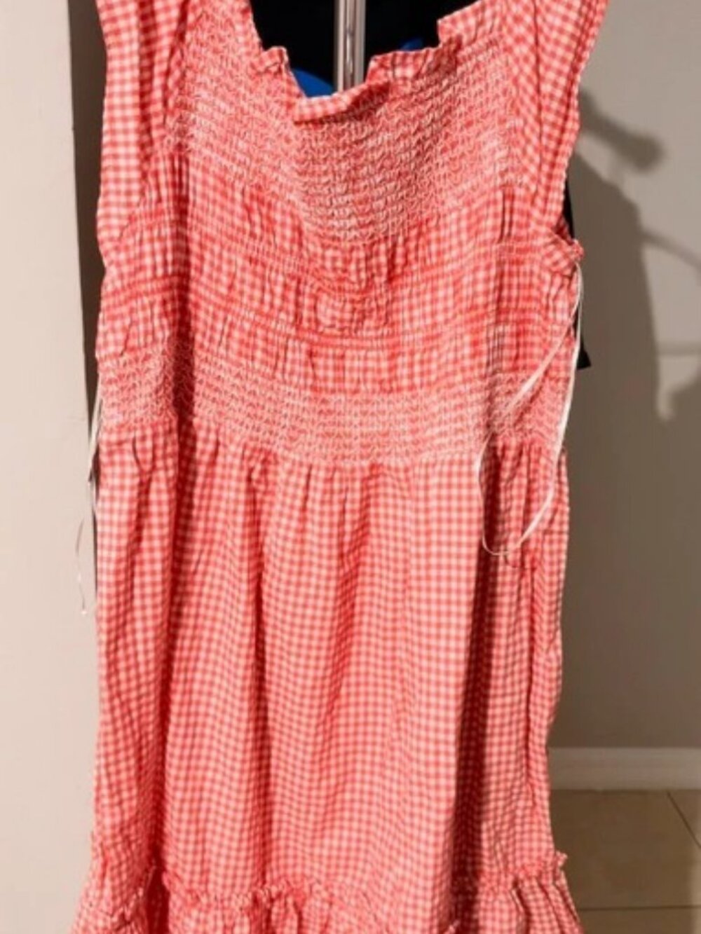 Terra & Sky Gingham Smocked Sundress Women's 1X NWT (R-038)